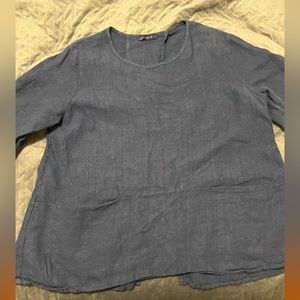 Navy Cutloose Linen smock top